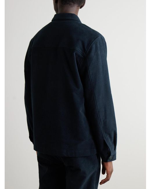 Sunspel Blue Cotton-Blend Moleskin Shirt Jacket for men