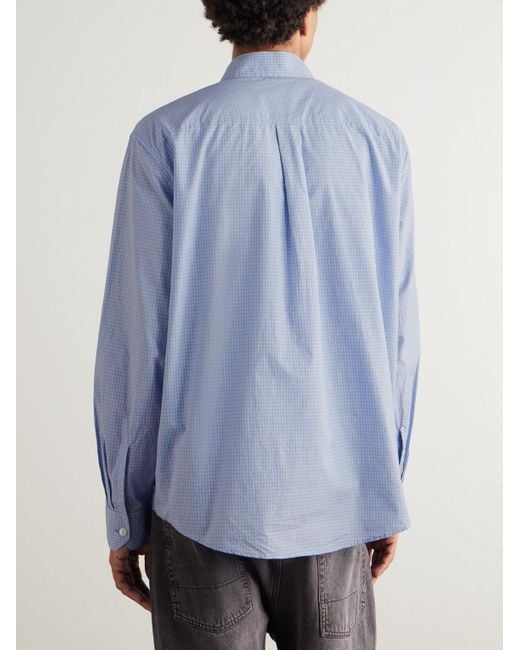 Our Legacy Blue Beyond Checked Cotton-poplin Shirt for men