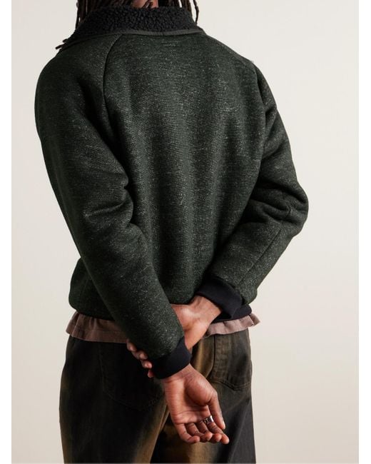 Kapital Black Alpine Logo-appliquéd Fleece-lined Knitted Half-zip Sweatshirt for men