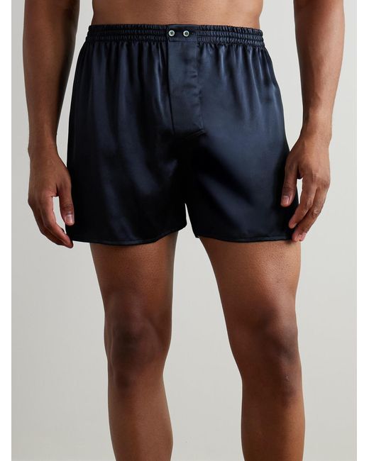 Zimmerli of Switzerland Blue Silk-satin Boxer Shorts for men
