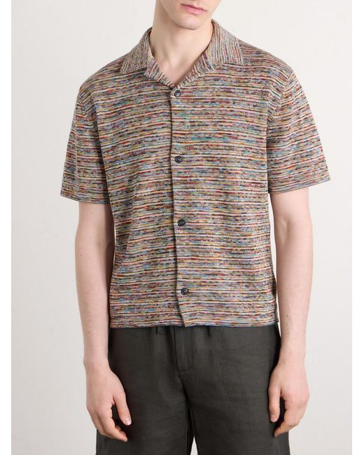 Paul Smith Gray Camp-Collar Knitted Cotton Shirt for men