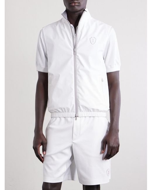 Brunello Cucinelli White Logo-Appliquéd Shell Golf Jacket for men