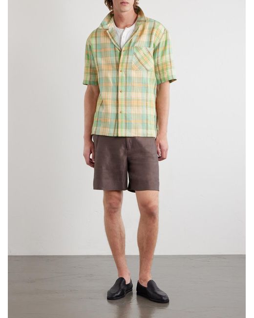 God's True Cashmere Purple Straight-Leg Linen-Twill Shorts for men