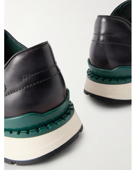 Berluti Black Fast Track Full-Grain Venezia Softy Leather Sneakers for men