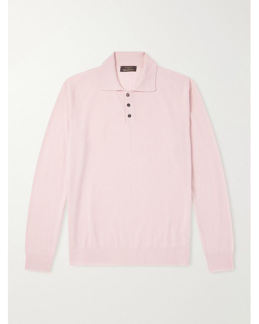Slowear Pink Cashmere-Blend Polo Sweater for men