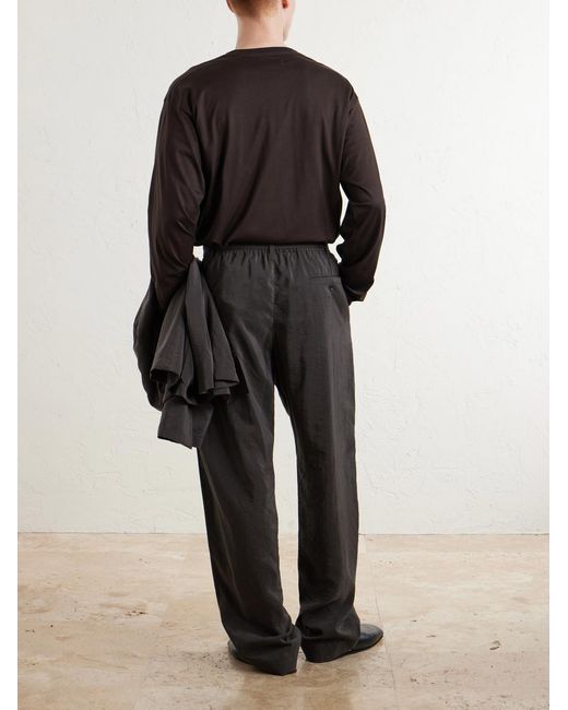 Lemaire Gray Straight-Leg Silk-Blend Suit Trousers for men