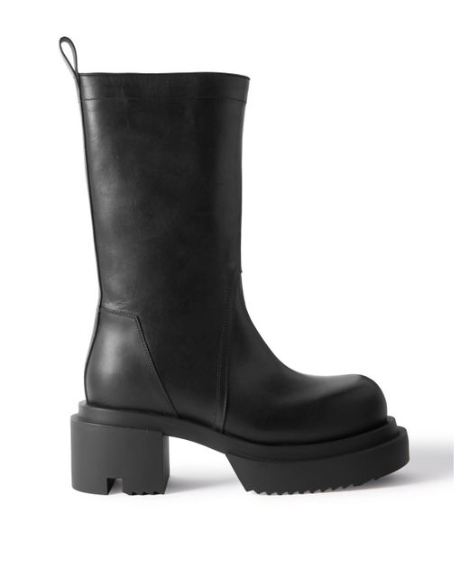 Rick Owens Black Platform Leather Boots for men