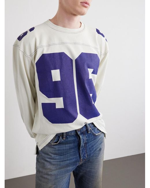 Acne Blue Exfold Printed Cotton-Jersey T-Shirt for men
