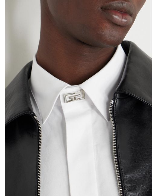 Logo-Embellished Cotton Oxford Shirt di Givenchy in White da Uomo