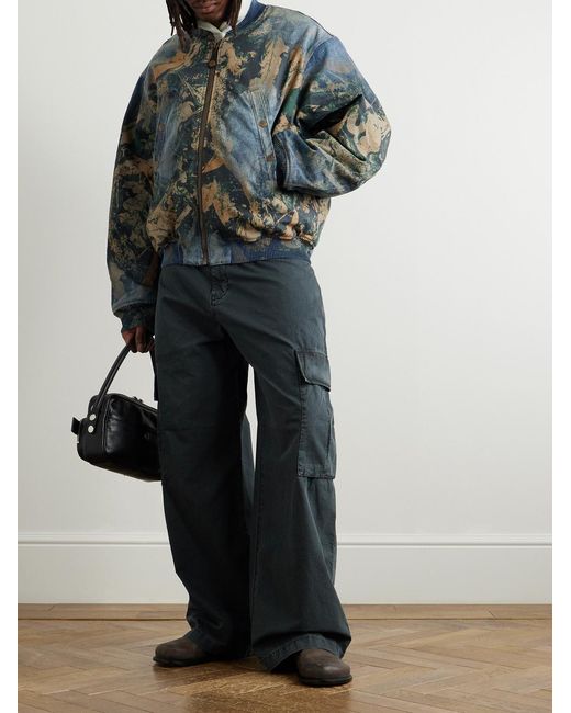Acne Blue Padded Printed Recycled-denim Bomber Jacket for men