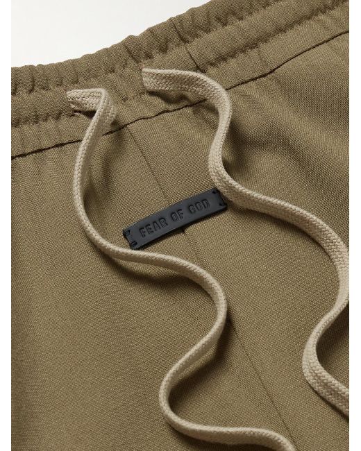 Fear Of God Green Wide-leg Pleated Logo-appliquéd Virgin Wool Drawstring Trousers for men