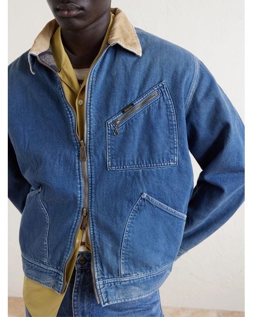 Kapital Blue Virgin Mary Reversible Corduroy-trimmed Denim Jacket for men