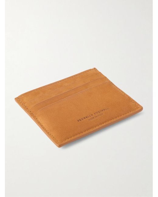 Brunello Cucinelli Natural Logo-debossed Leather Cardholder for men