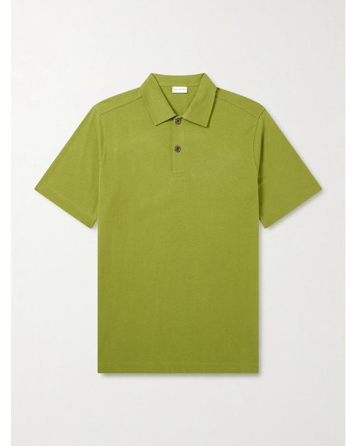 Dries Van Noten Green Cotton-Jersey Polo Shirt for men