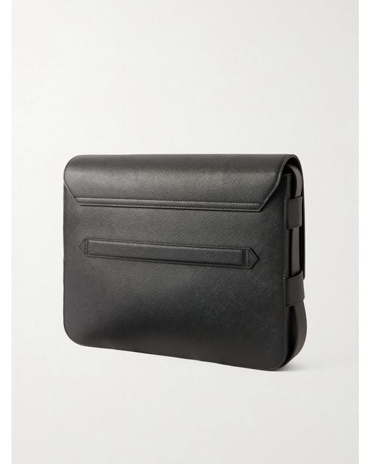 Montblanc Black Sartorial Cross-Grain Leather Messenger Bag for men