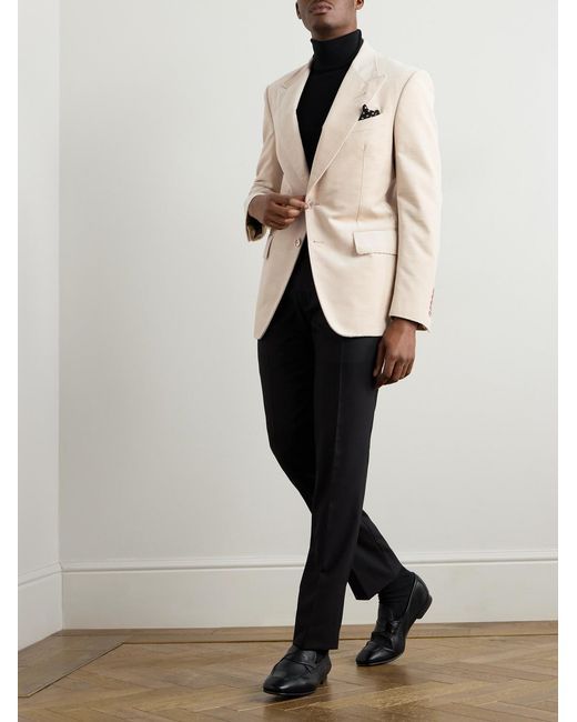 Tom Ford Natural Shelton Slim-Fit Cotton-Velvet Blazer for men