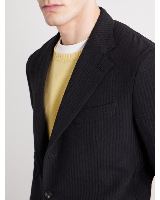 J. Mueser Black Seersucker Virgin Wool Suit Jacket for men