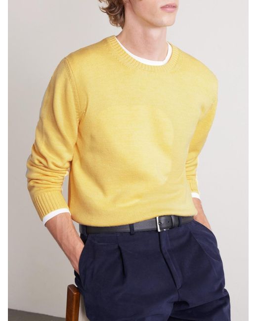 J. Mueser Yellow Wool Sweater for men