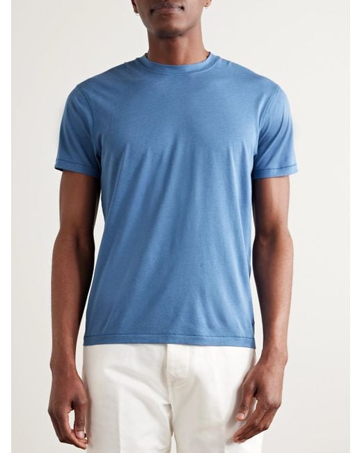 Tom Ford Blue Slim-fit Lyocell And Cotton-blend Jersey T-shirt for men
