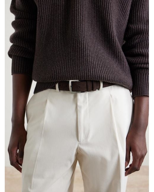 Kiton Brown 3.5Cm Suede Belt for men