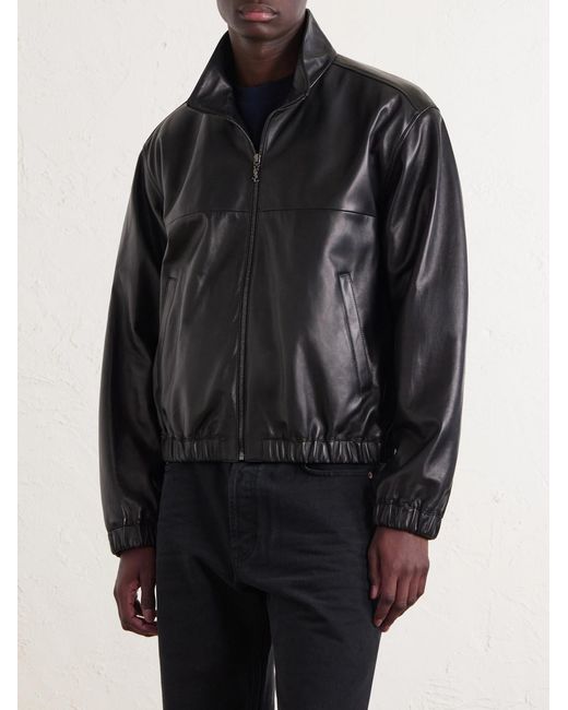 Saint Laurent Black Leather Blouson Jacket for men