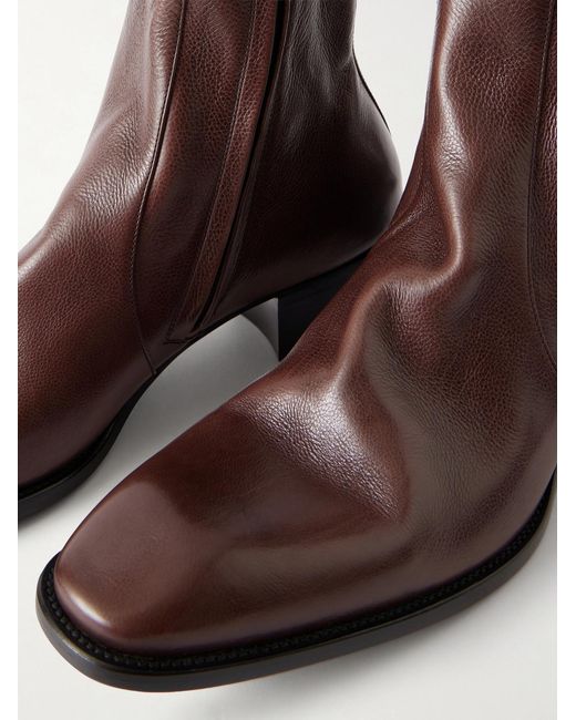 Saint Laurent Brown Stanton Full-grain Leather Ankle Boots for men