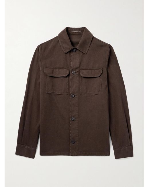 Slowear Brown Incotex Cotton And Cashmere-Blend Overshirt for men
