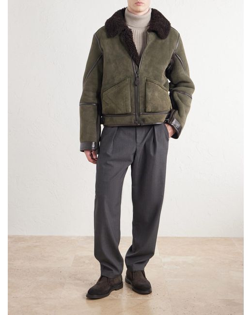 Polo Ralph Lauren Green Shearling Flight Jacket for men