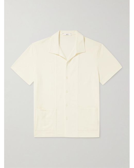 Mr P. Natural Jersey-Panelled Organic Cotton-Piqué Shirt for men