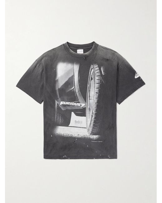 SAINT Mxxxxxx Gray Fast & Furious Printed Cotton-jersey T-shirt for men