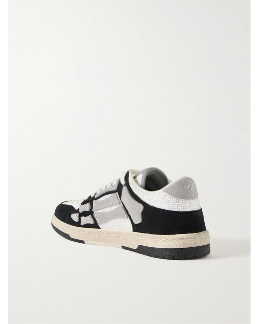 Amiri White Skel-Top Suede-Trimmed Crystal-Embellished Leather Sneakers for men