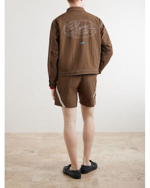 CHERRY LA Natural Straight-Leg Logo-Print Woven Shorts for men