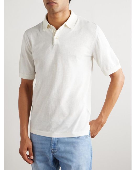 Eleventy White Garment-Dyed Cotton Polo Shirt for men