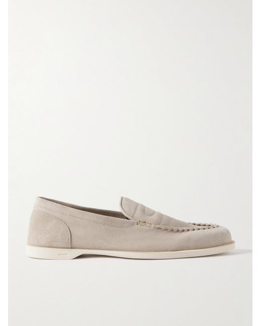 John Lobb Natural Pace Suede Loafers for men