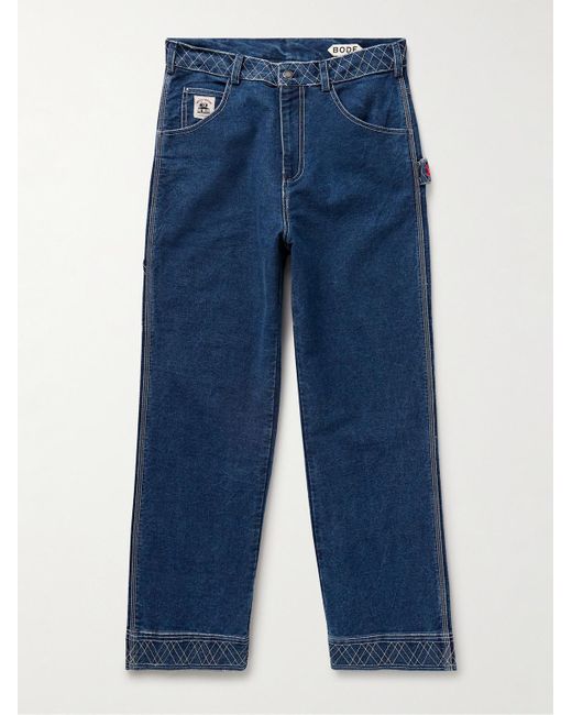 Bode Knolly Brook gerade geschnittene Jeans mit Stickereien in Blue für Herren