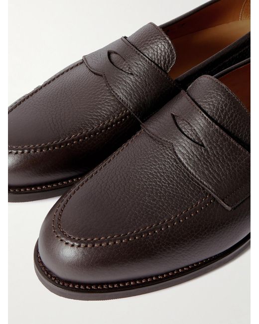 Morjas Brown Full-grain Leather Penny Loafers for men