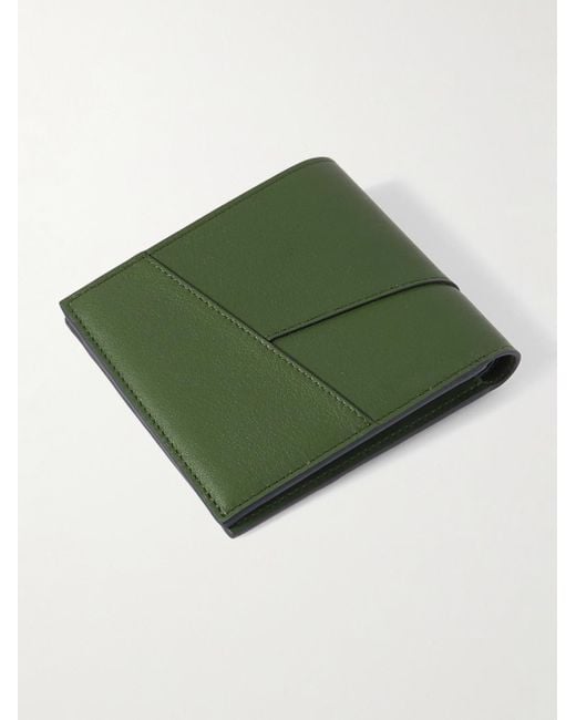Loewe Green Puzzle Logo-debossed Leather Billfold Wallet for men