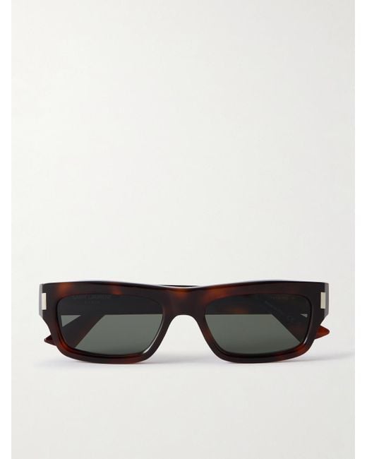 Saint Laurent Black Rectangular-Frame Tortoiseshell Acetate Sunglasses for men