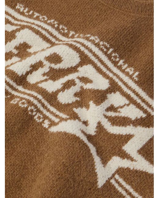 CHERRY LA Brown Jacquard-Knit Alpaca-Blend Sweater for men