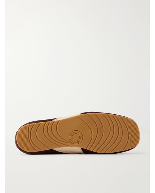 Dries Van Noten Brown Leather-Trimmed Suede Sneakers for men