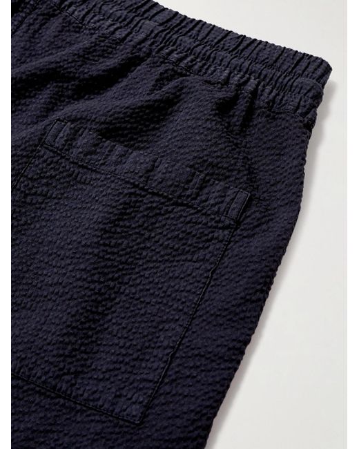 Portuguese Flannel Blue Atlantico Straight-Leg Cotton-Seersucker Drawstring Shorts for men