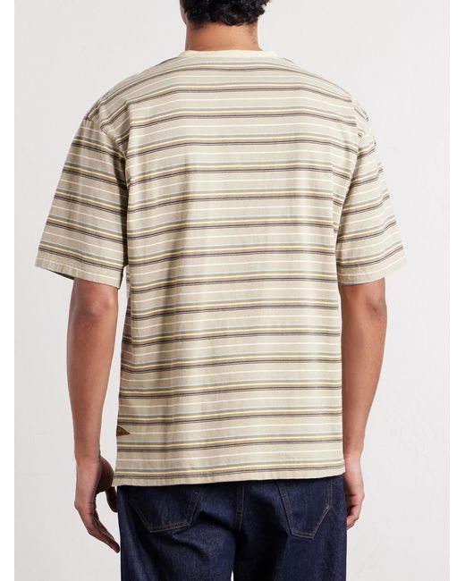 Kapital Natural Logo-appliquéd Striped Cotton-jersey T-shirt for men