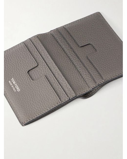 Tom Ford Gray T Line Leather Folding Cardholder for men