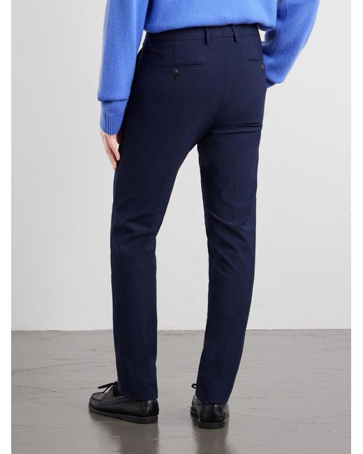 Eleventy Blue Straight-Leg Cotton-Blend Twill Chino for men