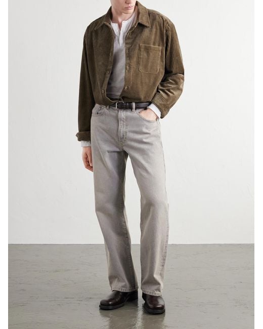 A.P.C. Green Mateo Logo-Embroidered Cotton-Corduroy Shirt for men