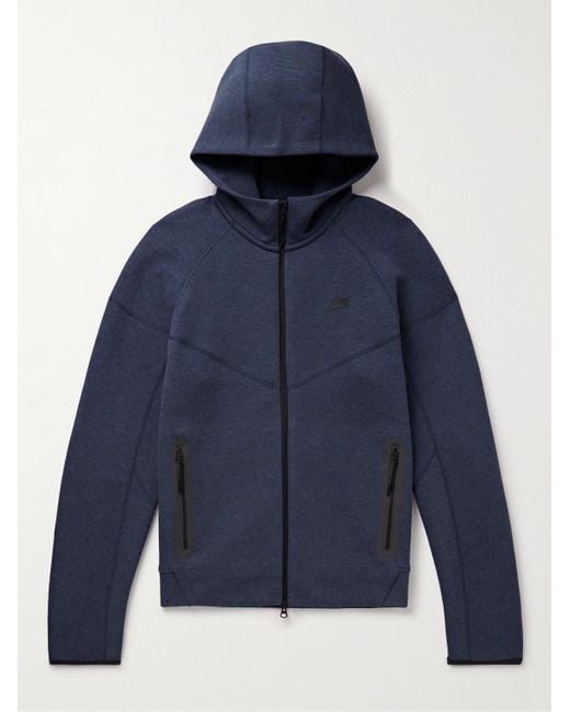 Nike Blue Logo-print Cotton-blend Tech Fleece Zip-up Hoodie for men