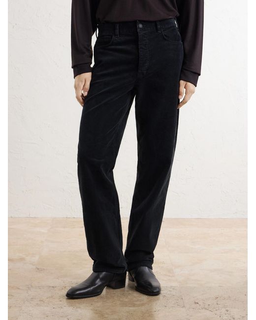 Nili Lotan Black Billie Straight-Leg Cotton-Blend Corduroy Trousers for men
