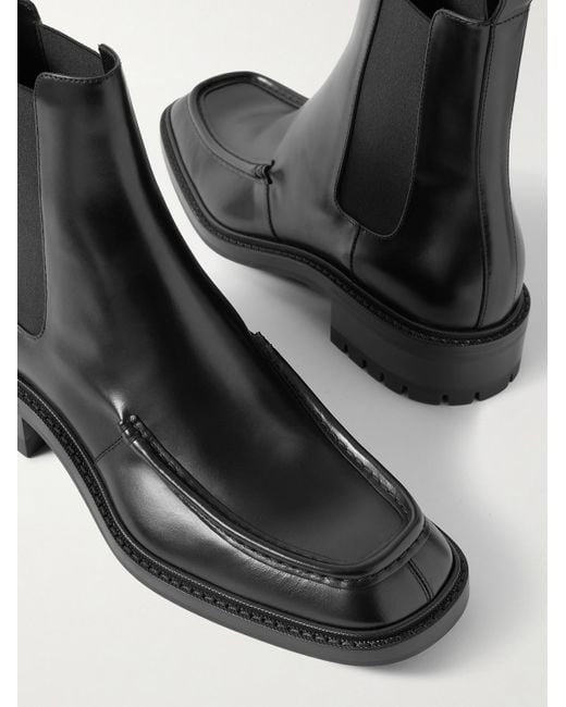 Saint Laurent Black Wesh Leather Chelsea Boots for men