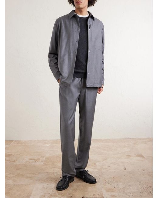 Sease Gray Summer Mindset Straight-Leg Virgin Wool Drawstring Trousers for men