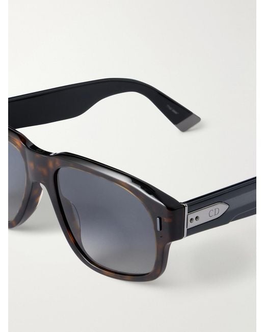 Dior Black Diortailoring N1I Havana Geometric Acetate Sunglasses for men